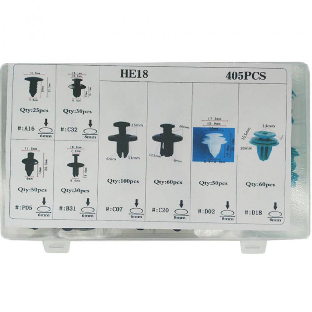 405Pcs Plastic Car Mixed Bumper Door Fender Liner Fastener Clip +50Pcs Cable Tie