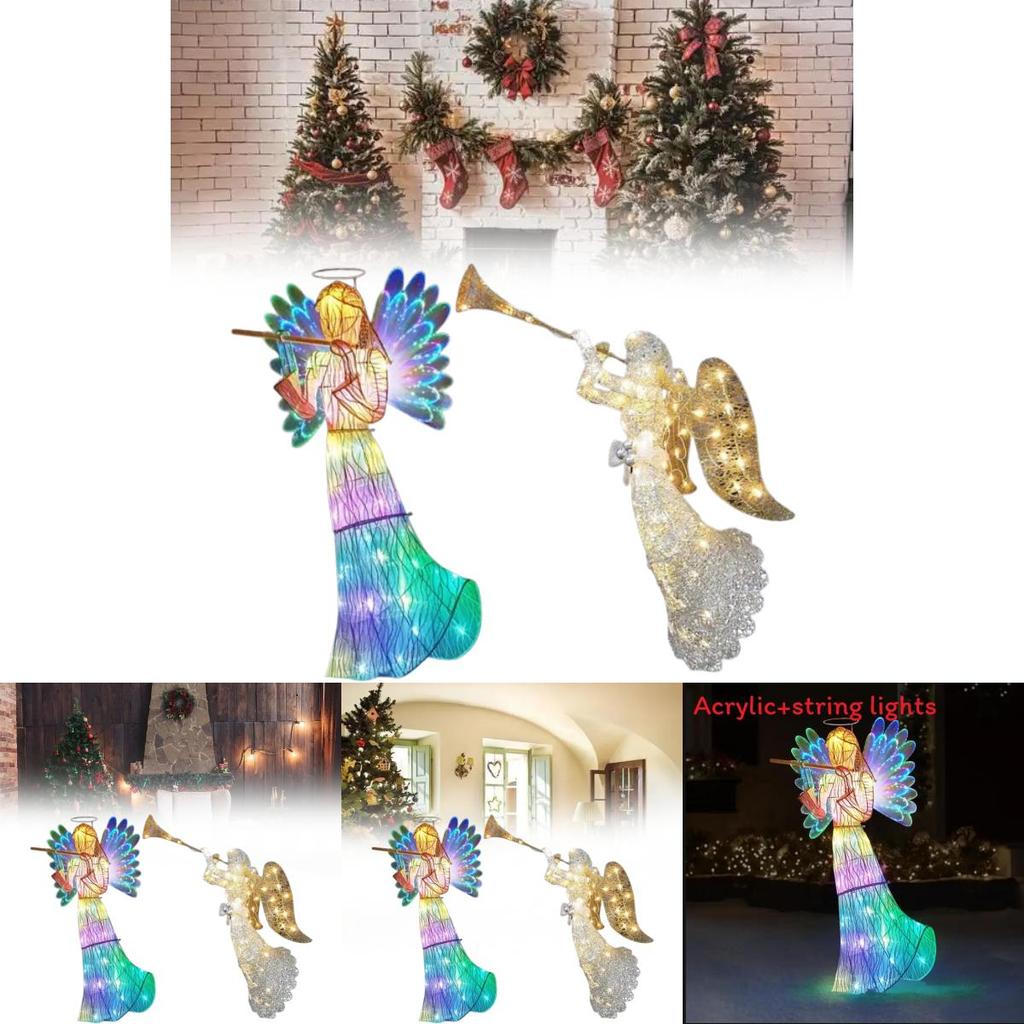Angel Tree Topper Led Lighted Acrylic Star For Christmas Tree Decor