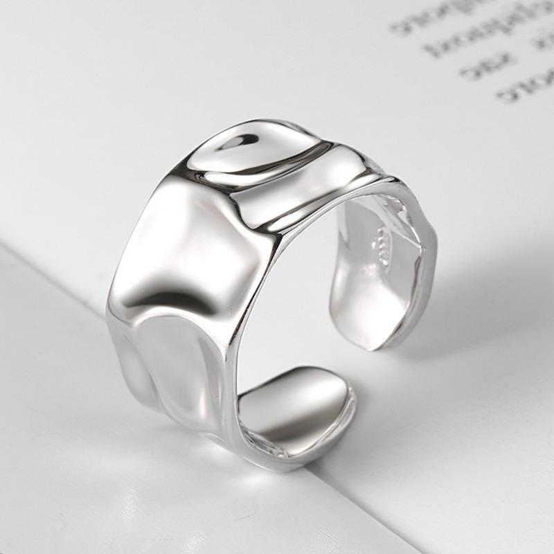 Silver Color Irregular Handmade Ring For Women Adjustale Golden Creative Geometric Wide Anillos Ring Fashion Jewelry