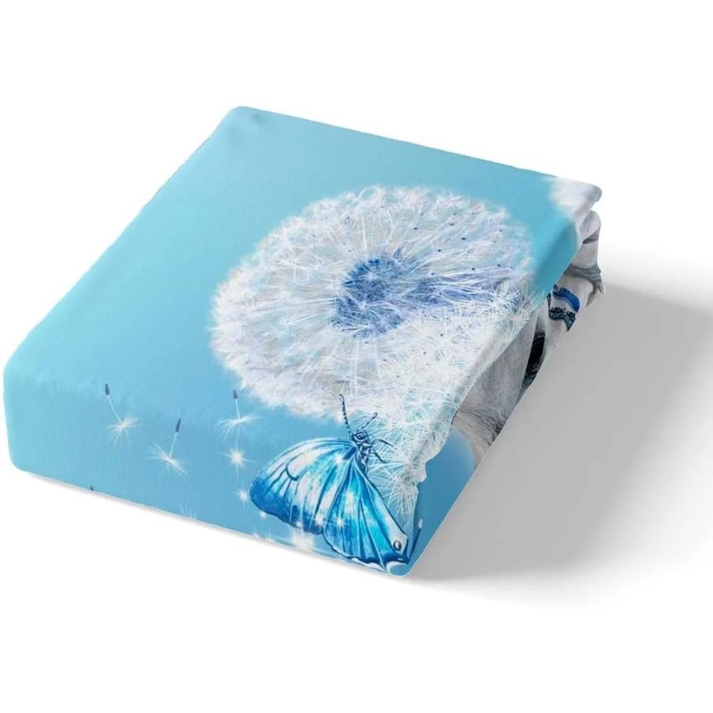 Horse Motif Bedding Set,Microfibre Bedding Sets, Children's Bed Linen with Blue Butterfly Dandelion Children's Bed Linen Girls