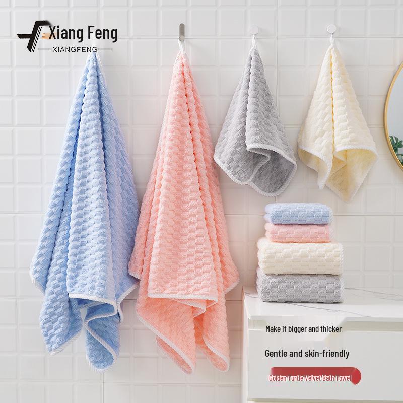 Xiangfengyun Dorge Large Coral Fleece Bath Towel Set - Extra Thick, Soft, and Absorbent (85x150 cm)