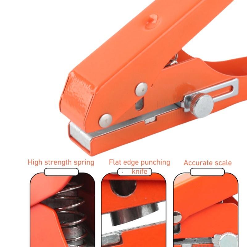 Single Hole Punch Heavy Duty Handheld Edge Banding Punching Pliers Tool For PVC Cards 10mm Flat Oblique Opening