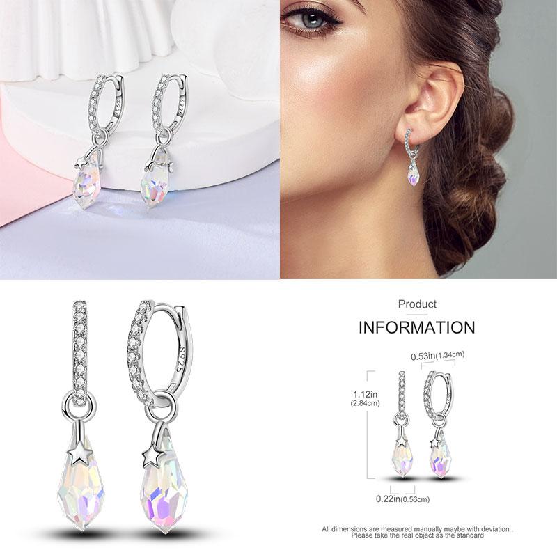 New Earrings 100% Genuine 925 Silver Women Hoop Earring Women's Wedding Engagement Girlfriend Wife Birthday Gift