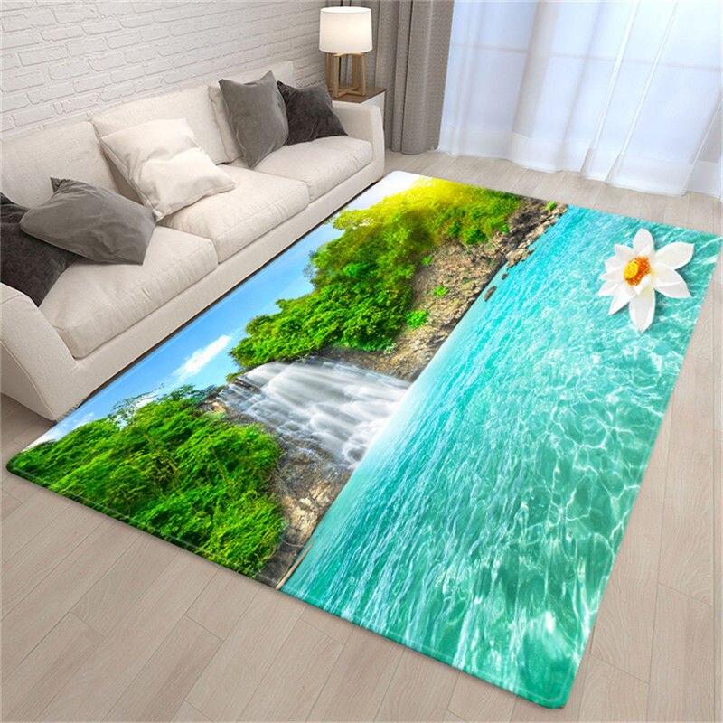 Wzór krajobrazu dywan do salonu duża mata na stolik kawowy 3D wodospad antypoślizgowa mata dekoracyjna na podłogę