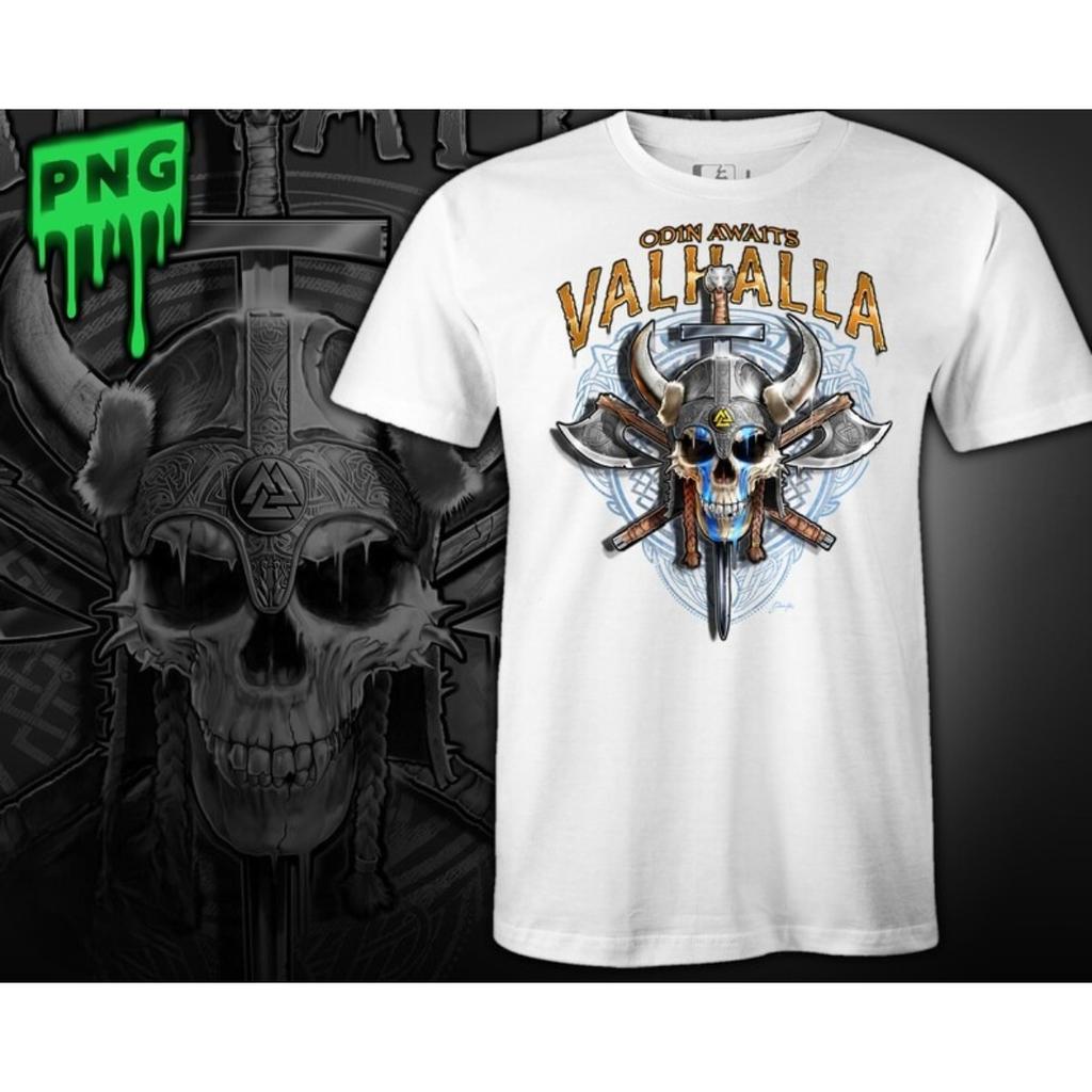 Viking-style Black Short-sleeved Traditional Valknut Pattern Graphic Print T-shirt Men Women Nordic Loose Casual Cotton Oversized Summer New Tee