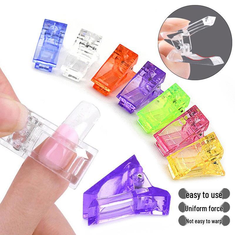 Colored Nail Art Crystal Clips - Multi-Color Shaping & Fixing Clips for Gel Extensions