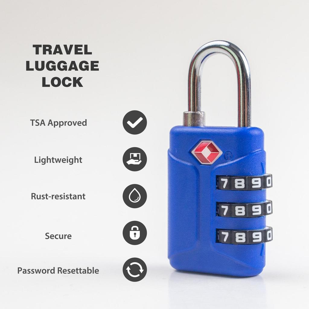 TSA Approved Zipper Password Padlock for Suitcases, Gym Cabinets, and Bags