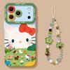 Grass cat mobile phone case with bracket for iphone17 Apple 16pm silicone 15 lanyard 14 cute 13 soft cover