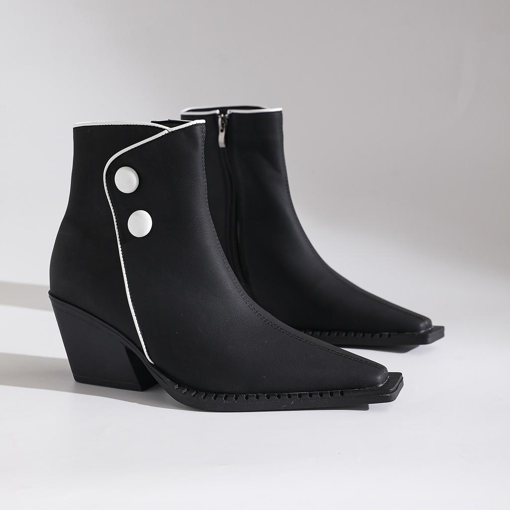 Fashion Autumn New Comfortable Pointed Toe Side Zipper Women's Boots Fashionable Versatile Thick Heel High-heeled Women's Boots 457