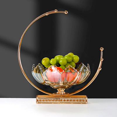 1PC Creative Fruit Plate European Style Metal Moon Shaped Snack Storage Glass Table Decor