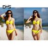 2Pcs/Set Sexy Bikini Set Halter Push-Up Solid Color Bra High Waist Swimming Briefs Set Bowknot Decoration Beachwear