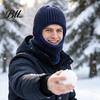Soft Winter Hat Men Knit Hooded Scarf Hat, Warm Balaclava Hood for Cold Weather Protection Weather, Windproof Neck Warmer Skull Cap Outdoor Cycling