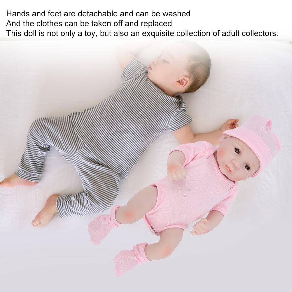 Silicone Body Simulation Baby Doll Lifelike Baby Doll Toy Children Girls Gift 10 InchPink Open Eyes