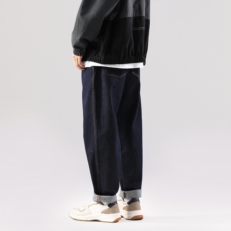 JYL Jeans men American winter thick jeans wide natural street color straight.