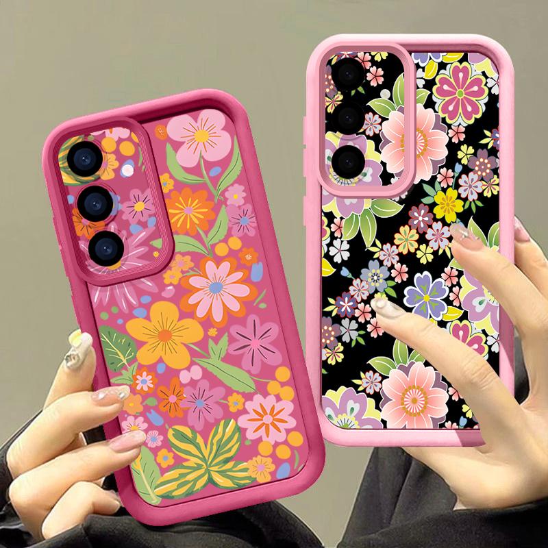 Soft TPU Case For Samsung Galaxy S26 S25 S24 S23 S22 Ultra S23 FE A57 A17 A56 A55 A15 A16 A36 A37 5G Flower Pattern Back Cover
