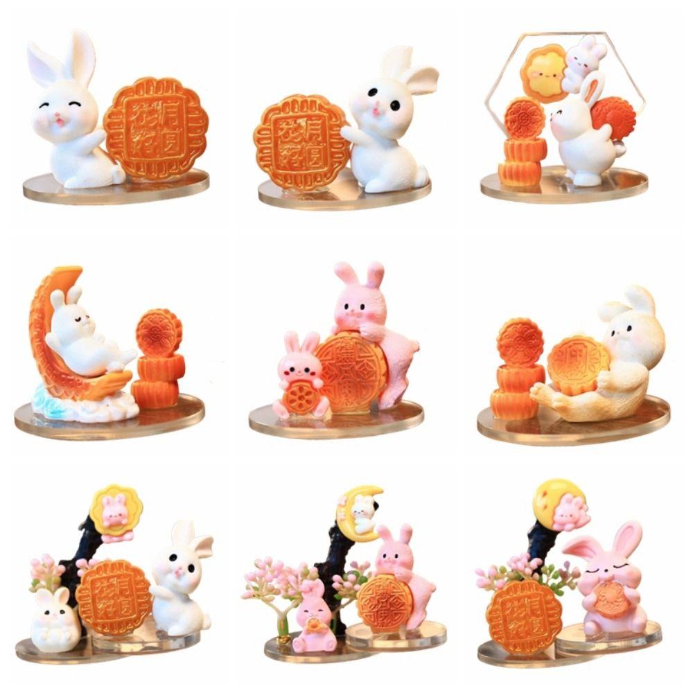 Creative Rabbit Mooncake Figurines Exquisite Micro Landscape Decoration  Easter
