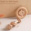 2pc Set Wooden Rattle Toys Beech Wood Ring Montessori Bird Shape Grasping Toddler Toys