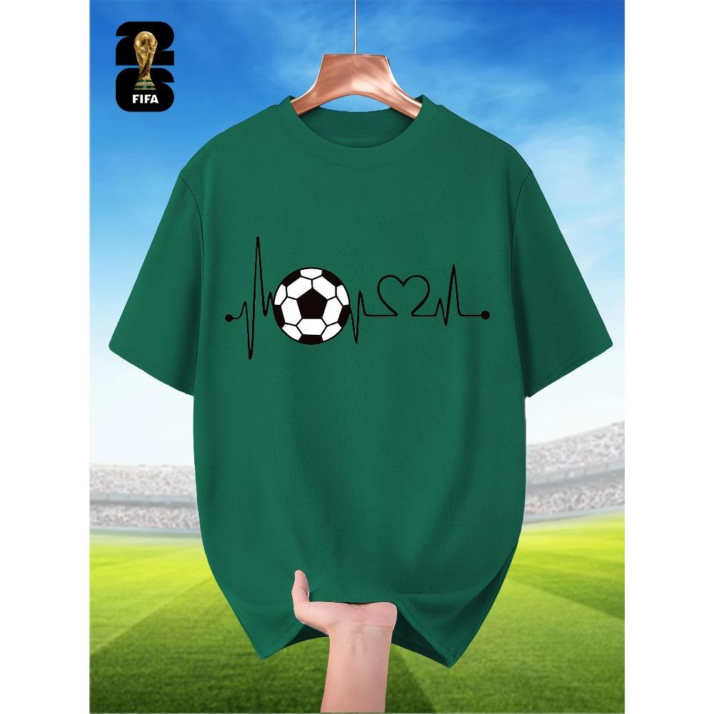 FIFA-themed Men's Breathable Short-sleeved T-shirt for Summer, Featuring a Football ECG Print