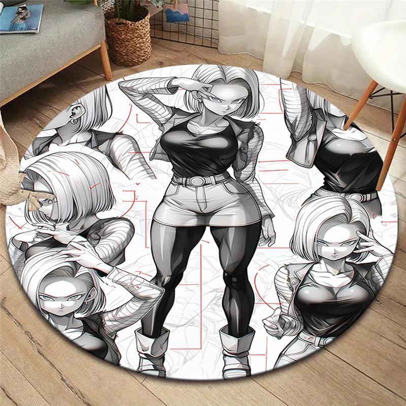 Son Goku Round Area Rug Carpet Rug For Living Room Bedroom Sofa Playroom Decor Nonslip Floor Mat