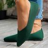 2025 Pointed Toe Flat Office Boat Solid Color Knitted Slip On Shoes Casual Ballet Flats Shoes Women Loafers Zapatos De Mujer