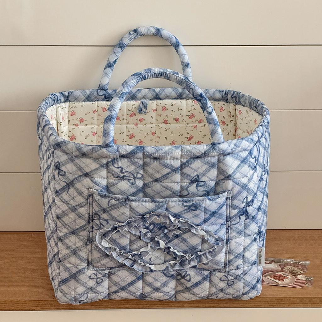 Cotton Boho Tote Organizer Large Capacity Portable Storage Bag Collapsible Laundry Hamper for Picnic Shopping Travel Car Bedroom