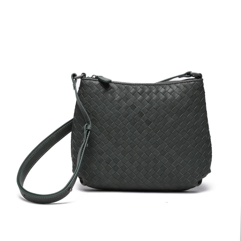 Trendige neue gewebte Damenhandtasche erste Schicht Lammleder handgefertigt Mode Umhängetasche Diagonal über den Körper tragbar Zweizwecktasche Damen vielseitige Crossbody-Tasche