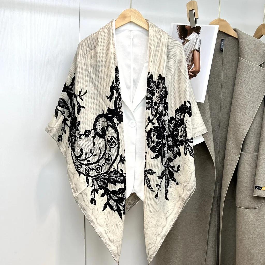 130 CM Silk Wool Scarf Women's Large Square Scarf Silk Scarf New Cashmere Versatile Shawl Thin