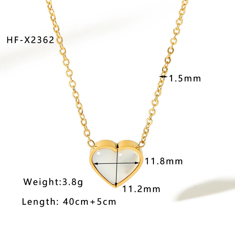 

Подвеска-сердце из 18-каратного золота с опалом - Нержавеющая сталь, Легкая роскошь, Не тускнеет, Универсальное женское украшение 18K