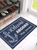 Welcome Aboard Anchor Doormat Rubber Backing Personalized Boat Name Porch Floor Door Mat Ship Decor Decorative Rug