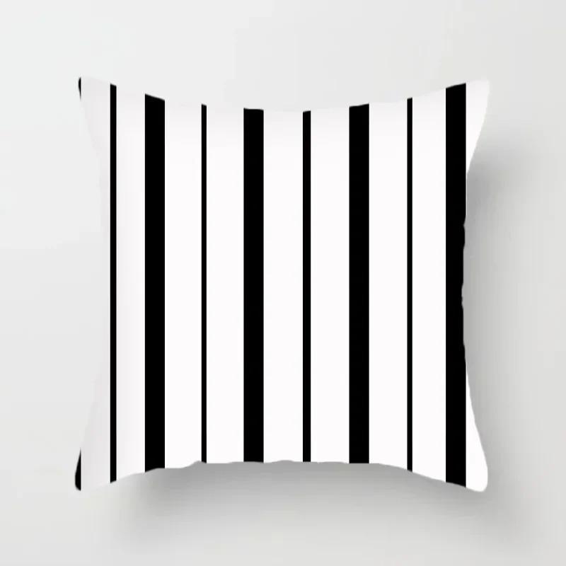 Black and white classic pillowcase polka dot stripes geometric pattern cushion simple modern style sofa decoration pillow