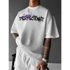 Summer New Men's T-shirt Fashion Letter Bear Print Pattern is a Casual and Versatile Polyester Men's T-shirt