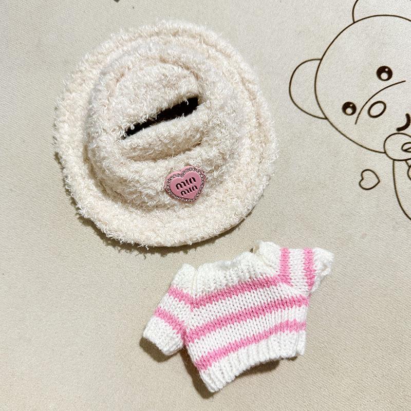 Doll Accessories For Labubu V1 V2 Idol Cute Doll Clothes Fashion Sweater Outfit Accessories Sitting Party Pink White Striped Sweater Cup Clothing
