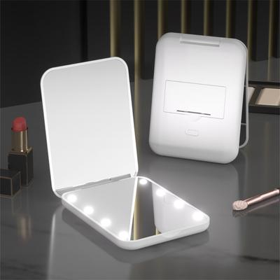 Pocket Mirror Magnification LED Compact Travel Makeup Mirror Compact Mirror with Light Purse Mirror 2-Sided Folding Handheld
