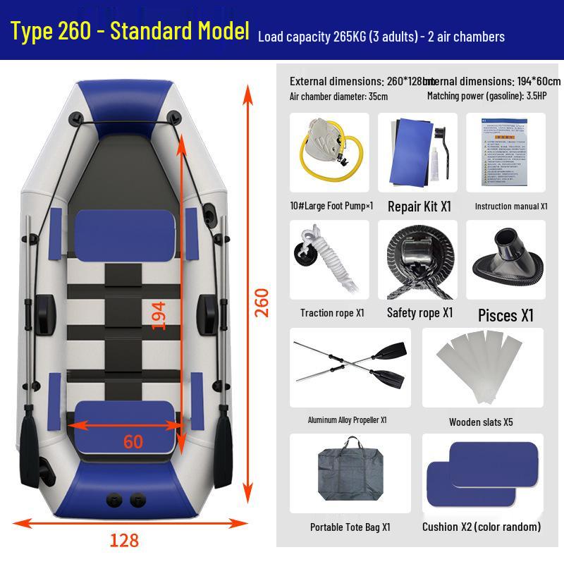 Durable Hard-Bottom Inflatable Rubber Dinghy Kayak for Fishing & Lifesaving