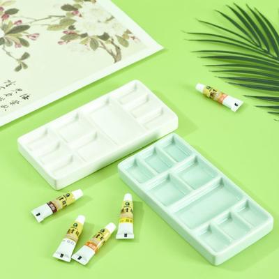 Multi-Compartment Ceramic Palette: Divided Plate for Seasoning, Dipping, or Painting with Four and Eight Grids