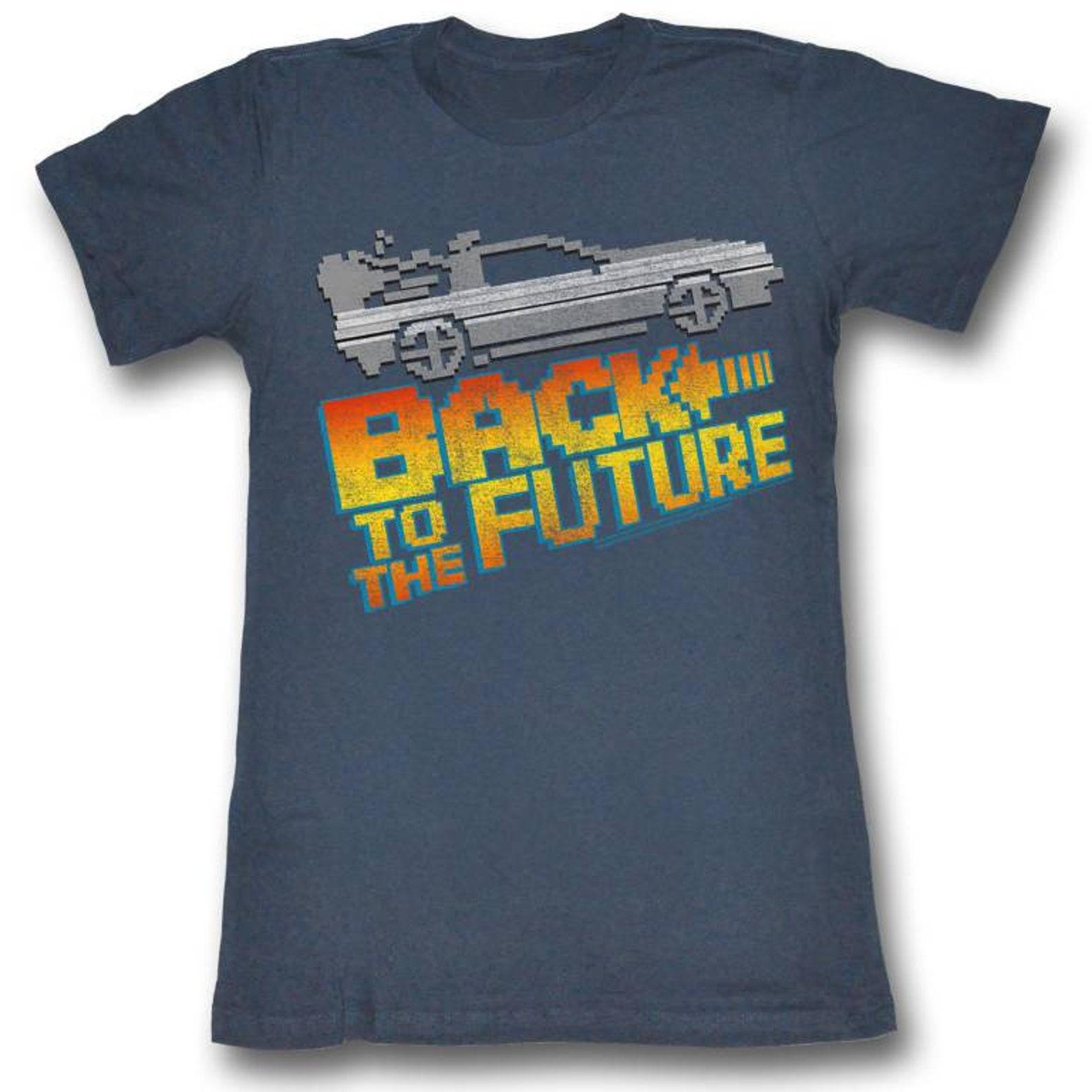 Back to the Future 8-Bit To The Future Navy Junior Women s T-Shirt S