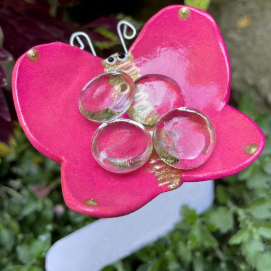 Bee Watering Station Butterfly Puddler with Glass Balls Decorative Hydration Station for Outdoor Garden Pollinators Safe Hydration