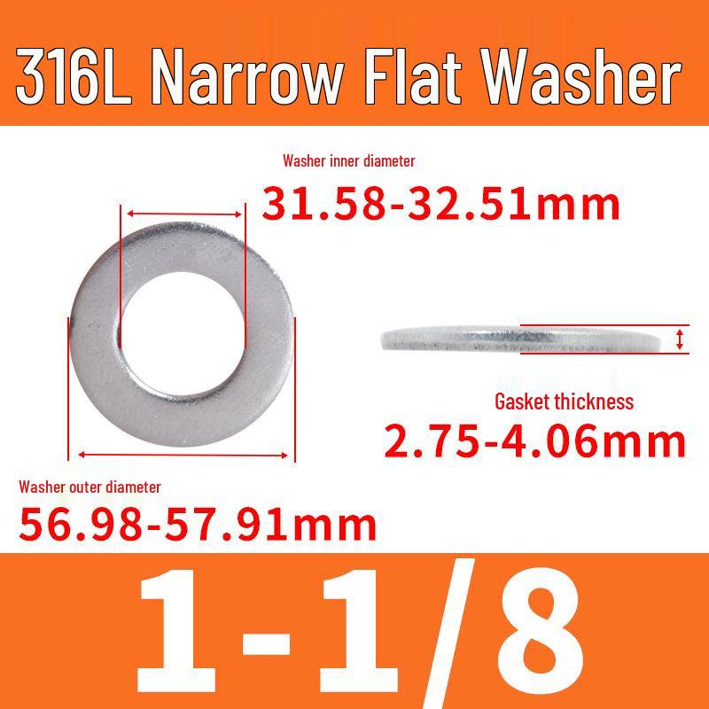 

Плоская шайба из нержавеющей стали 316L - Стандарт ANSI/SAE