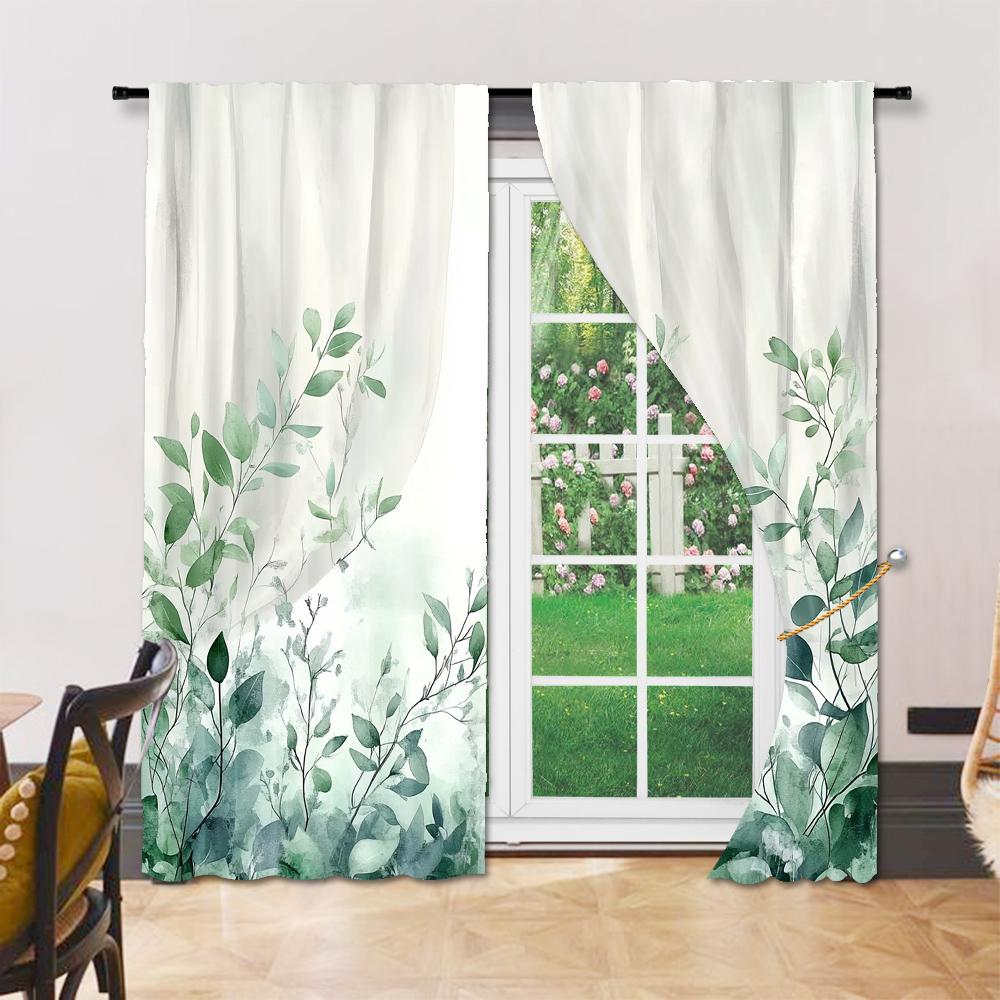 Set Of 2 Versatile Polyester Transparent Curtains Home Decoration Watercolor Flower Use Bedrooms Living Rooms Curtain Ideal For Room