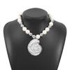 Tooxika Exaggerated Hollowed Out Conch Pendant Necklace Fashion Round Beads Mixed Colour Imitation Pearl Necklace