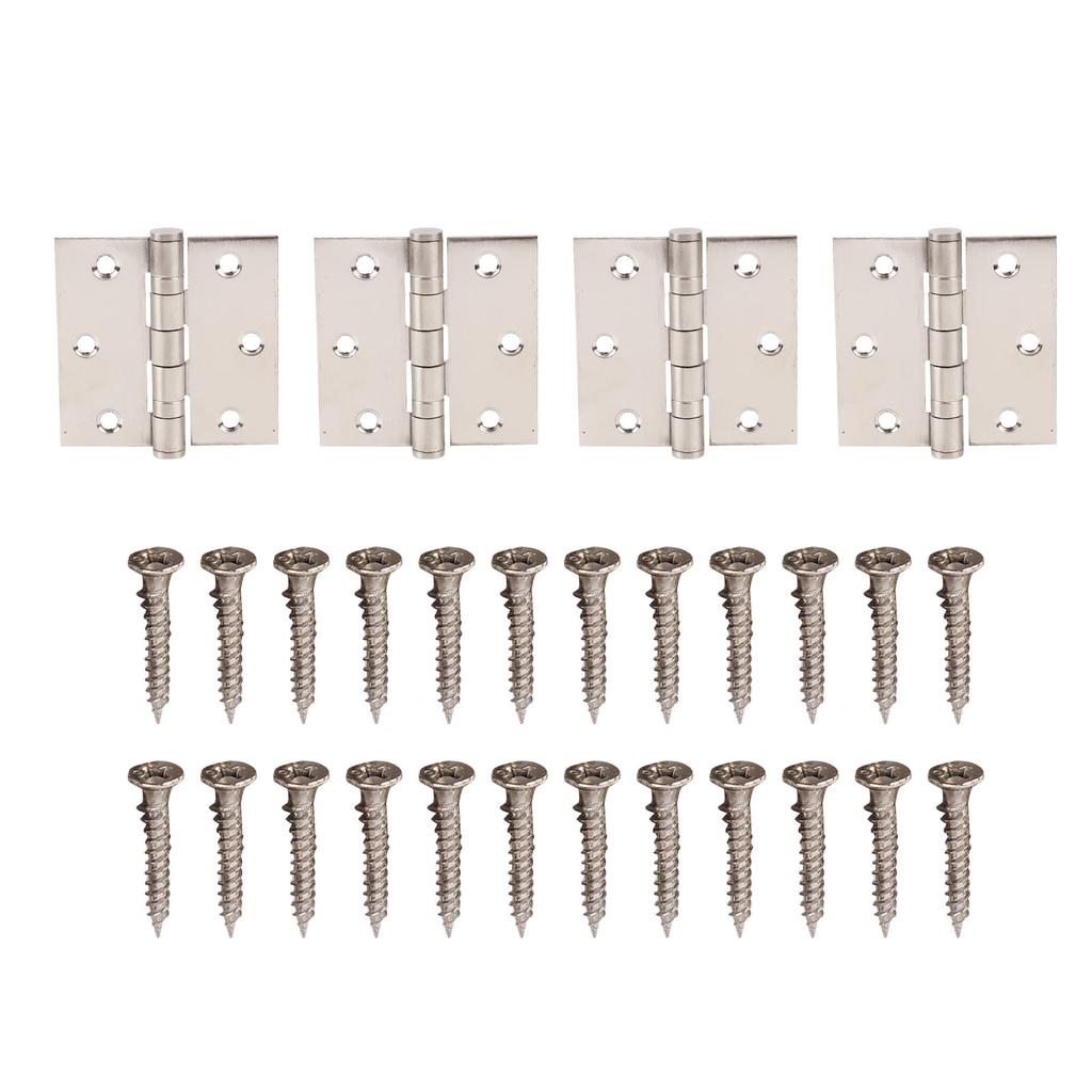 4 Stück Türscharniere Edelstahl Einbohrscharnier mit dickem Lager Eckig 24 Stück Schrauben für Holztüren Hotelzimmer