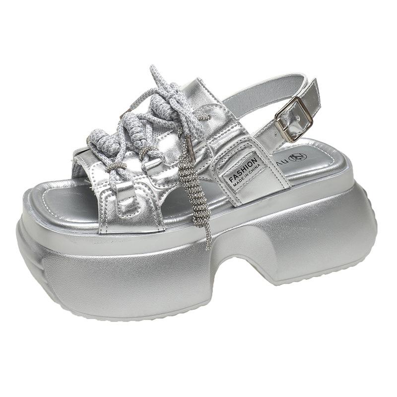 Modă Noi Papuci Casual de Vară Pantofi Femeie 8CM Platformă Înaltă Adidași Respirabili Tocuri Pană Adidași cu Platformă Femei Sandale Grosse de Piele