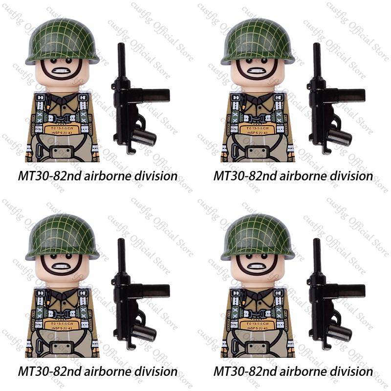 WW2 US Navy Military Airborne Field Corps Soldier Figures Building Blocks Army Flying Tigers Infantry Gun Weapon Bricks Kids Toy