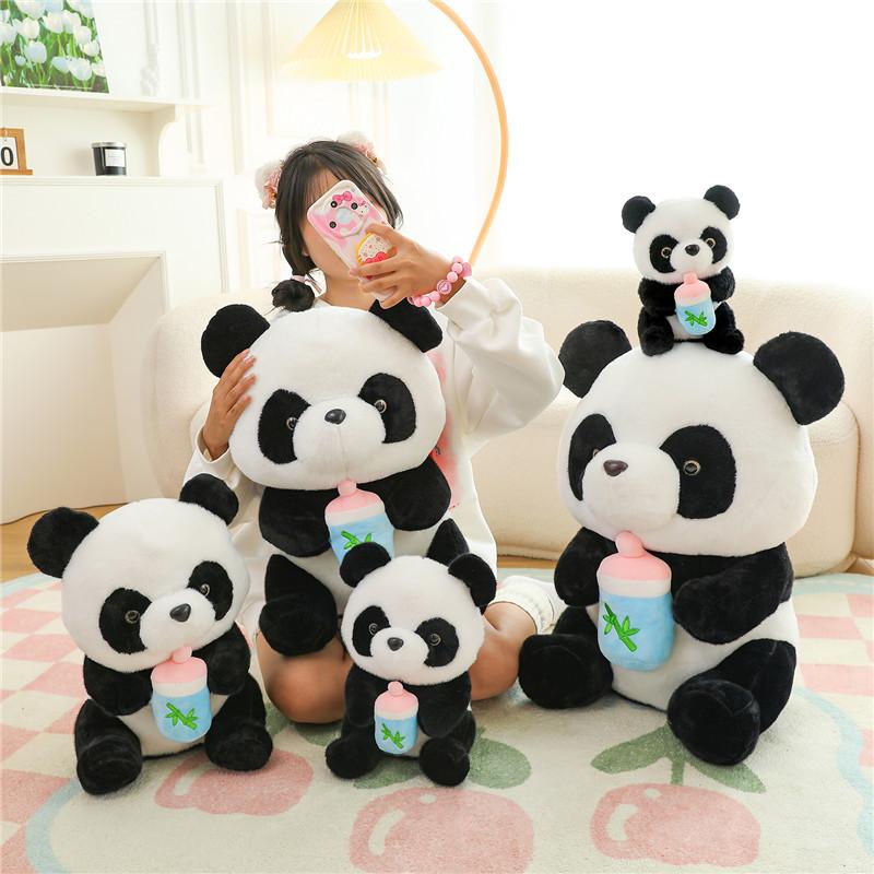 Plush Toy Giant Panda Holding Bottle Panda Doll Doll Children'S Birthday Temple Fair Gift