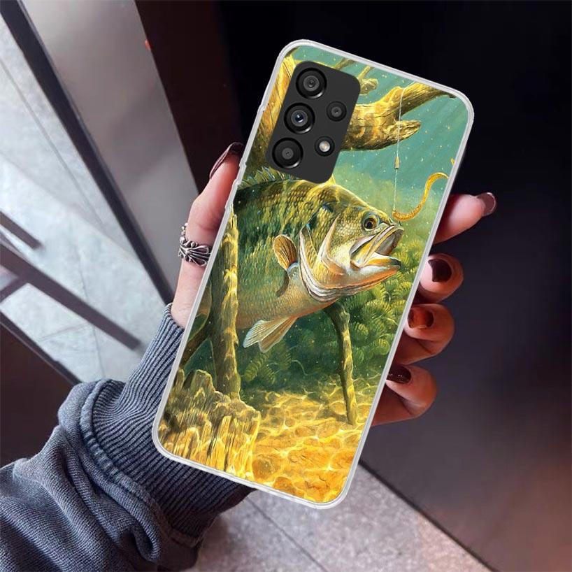 Carp Fish Fishing Rod Hook Phone Case For Samsung Galaxy A52 A51 A50S A32 A22 A12 A02S A72 A71 A31 A70 A30S Note 20 Ultra 10 Plu