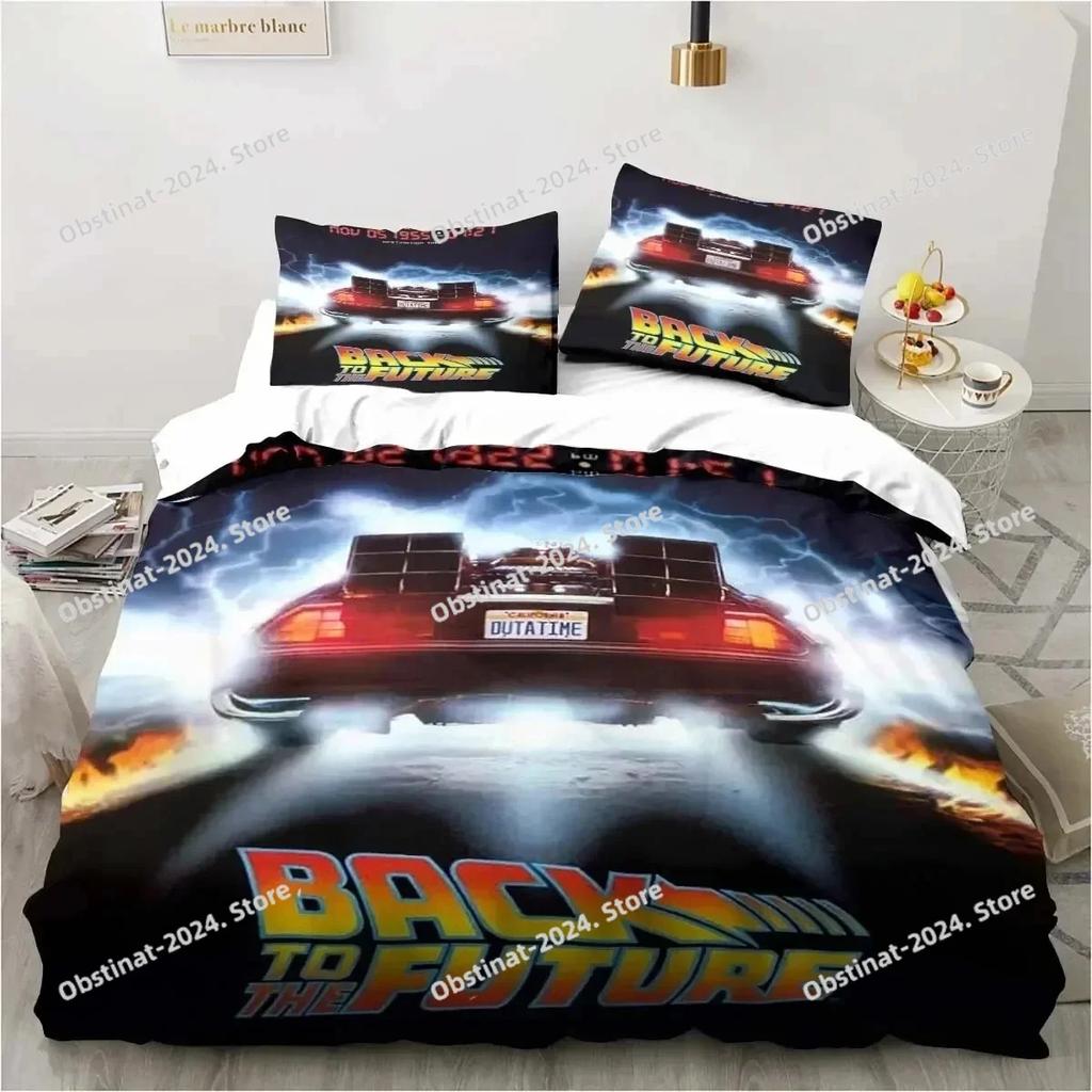 Back To The Future Clasic Movie Retro Beding Set Printed With Pilowcase Soft Duvet Cover Soft Single Double Quen Super King-Sized Dimensionsd