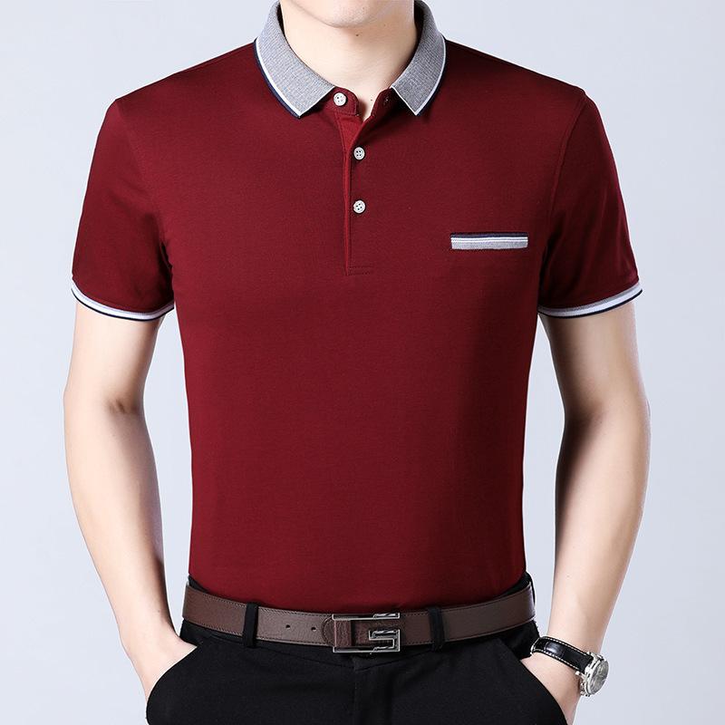 

Летняя новая футболка с короткими рукавами для мужчин среднего возраста, хлопковая свободная футболка с настоящим карманом для людей среднего и пожилого возраста, тонкий стиль XXXXL