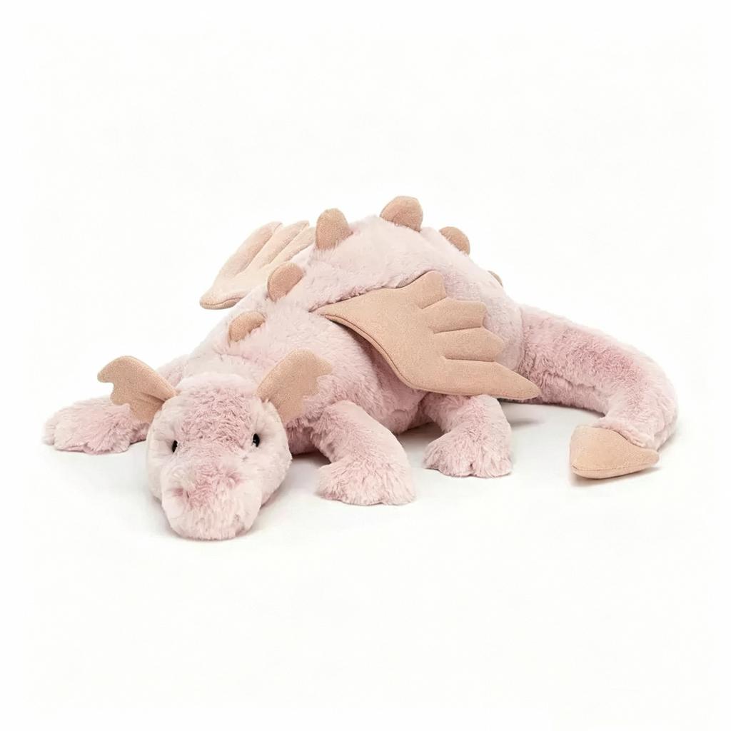 Peluche Soffice Drago Azzurro Cielo Giocattolo di Peluche da JC, Bambola Drago con Spine Colorate e Ali Bianche per Regalo di Compleanno per Bambino