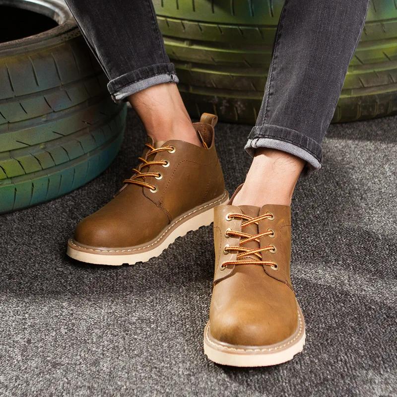Working Shoes Men Work Boots Brown Boot Genuine Leather Boots for Men Men's Safety Shoe Dress Booty Man Casual Sneakers Ankle &