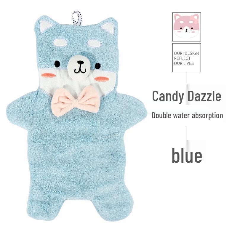 Cartoon Bear Duck Hanging Hand Towel - Absorbent & Quick-Drying for Bathroom.